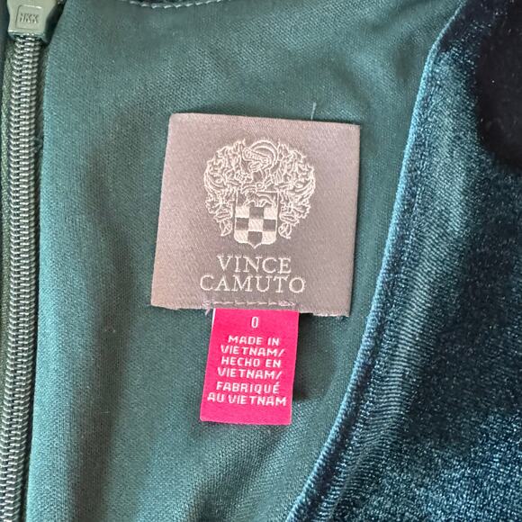 Vince Camuto Size 0 Twist Front Long Sleeve Velvet Dress Jewel Green Wicked - Picture 9 of 14